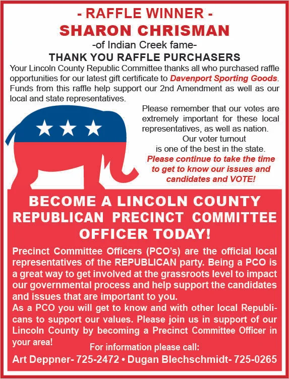 Become a Lincoln County Republican Precinct Committee officer today!