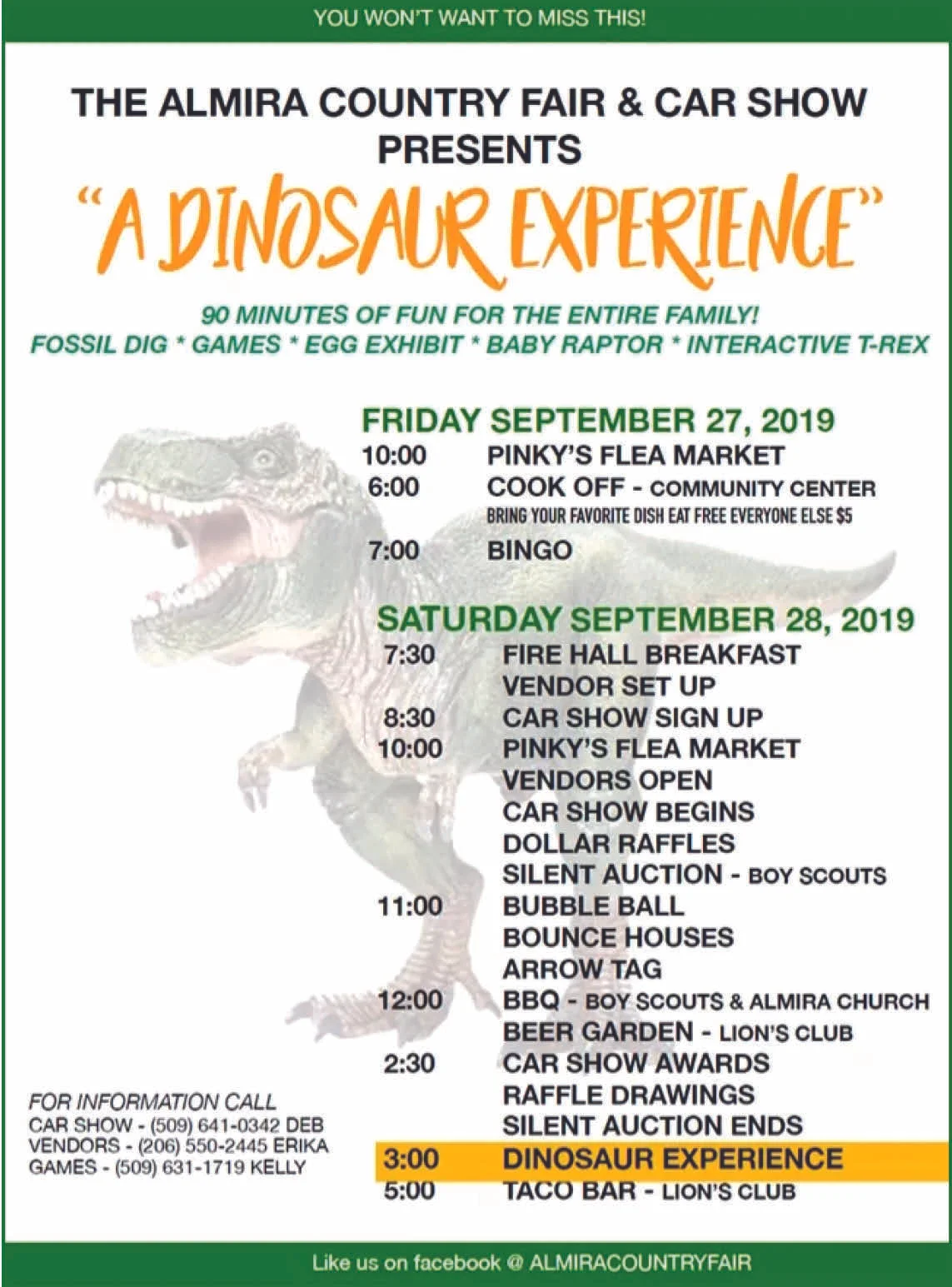 Almira Country Fair - Car Show and Dinosaur Experience