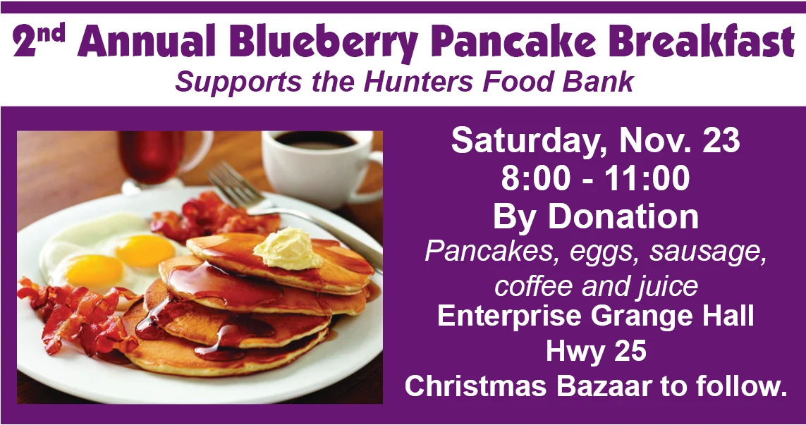 Second Annual Blueberry Pancake Breakfast to support the Hunters Food Bank