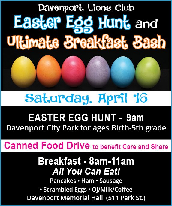 Davenport Lions Club Easter Egg Hunt and Ultimate Breakfast Bash