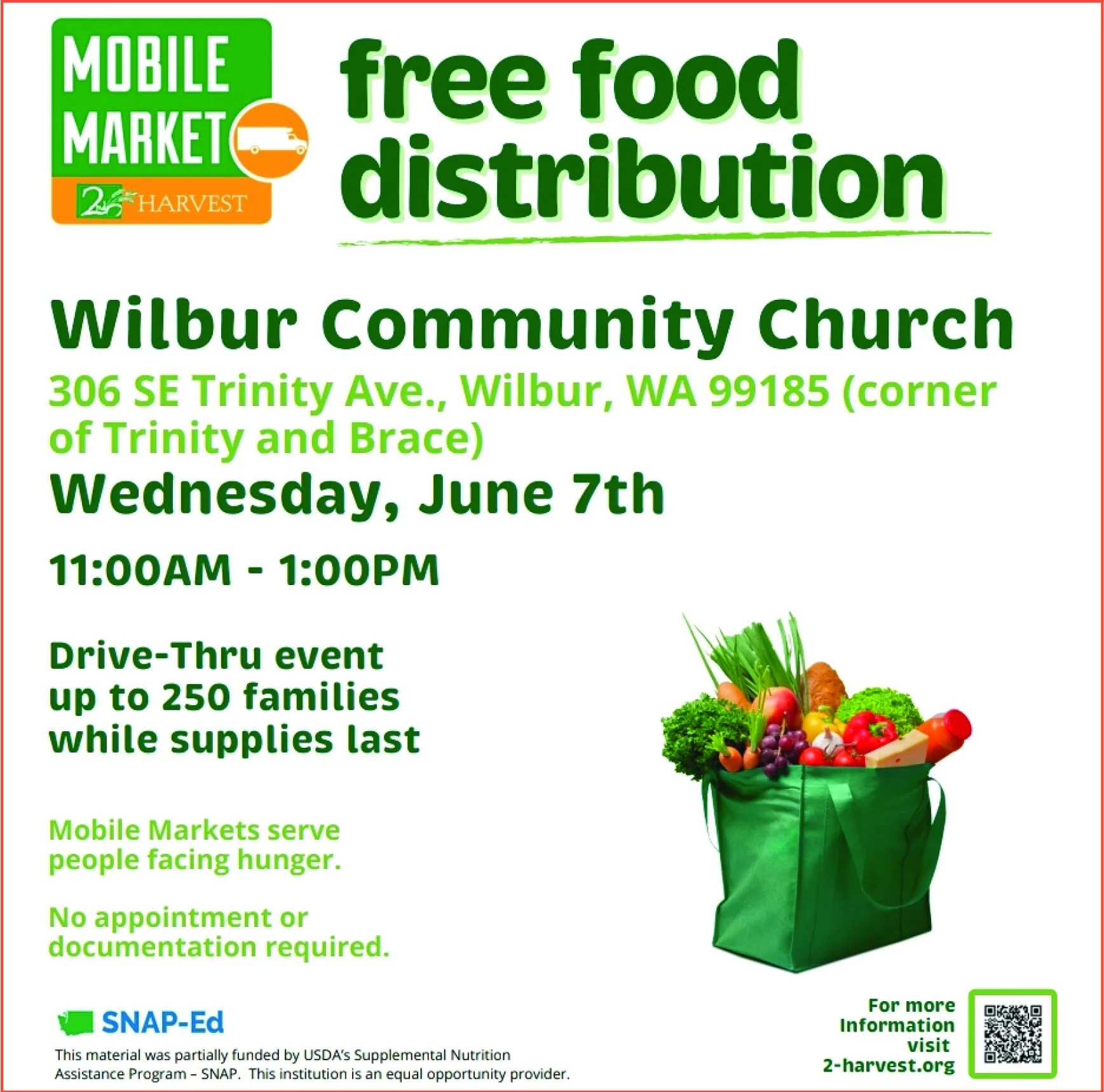 Free Food Distribution at Wilbur Community Church