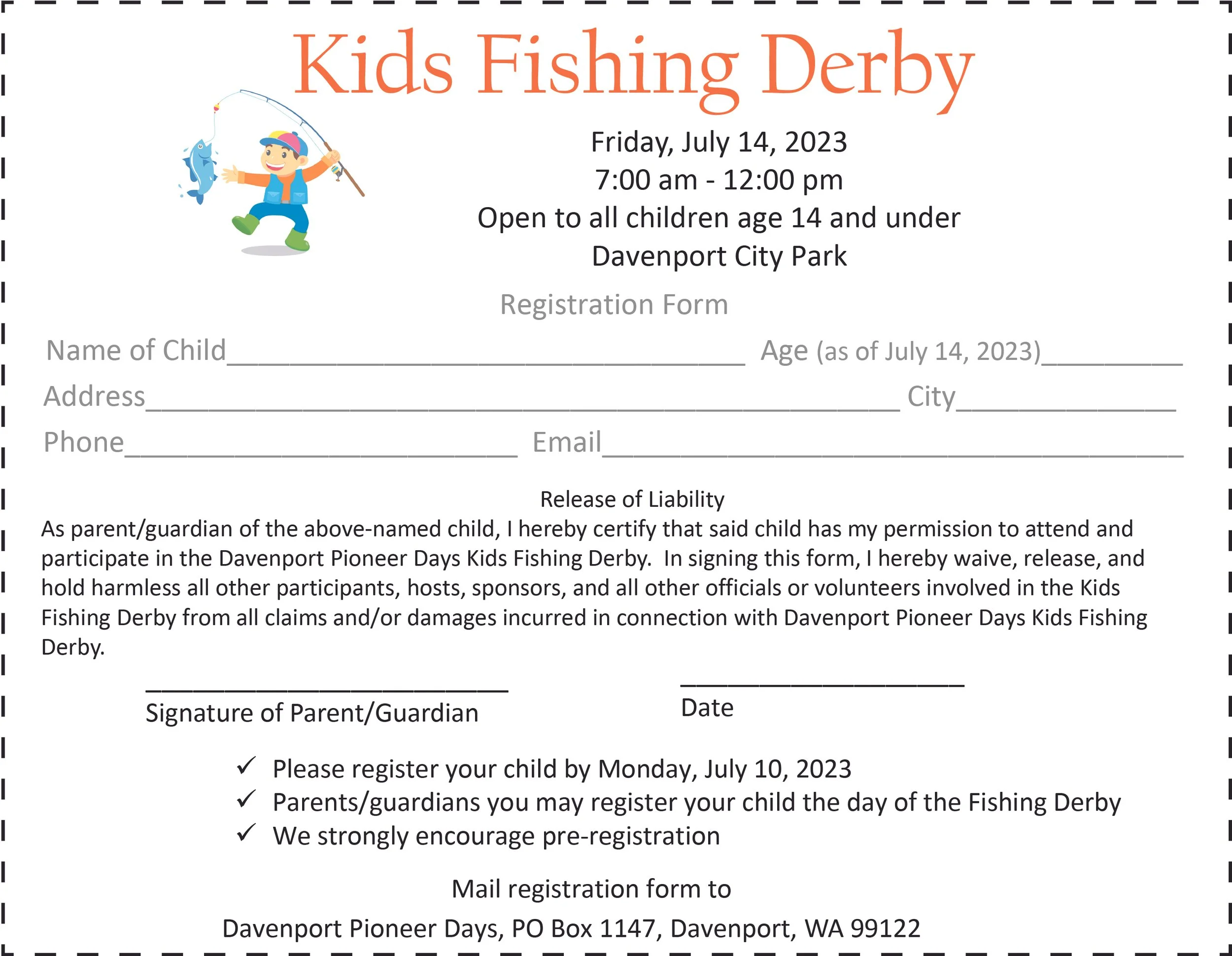 Davenport Pioneer Days Fishing Derby 