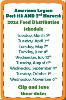 2nd Harvest & American Legion Post #113 free food distribution