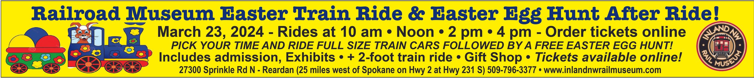 Railroad Museum Easter Train Ride &amp; Easter Egg Hunt After Ride!