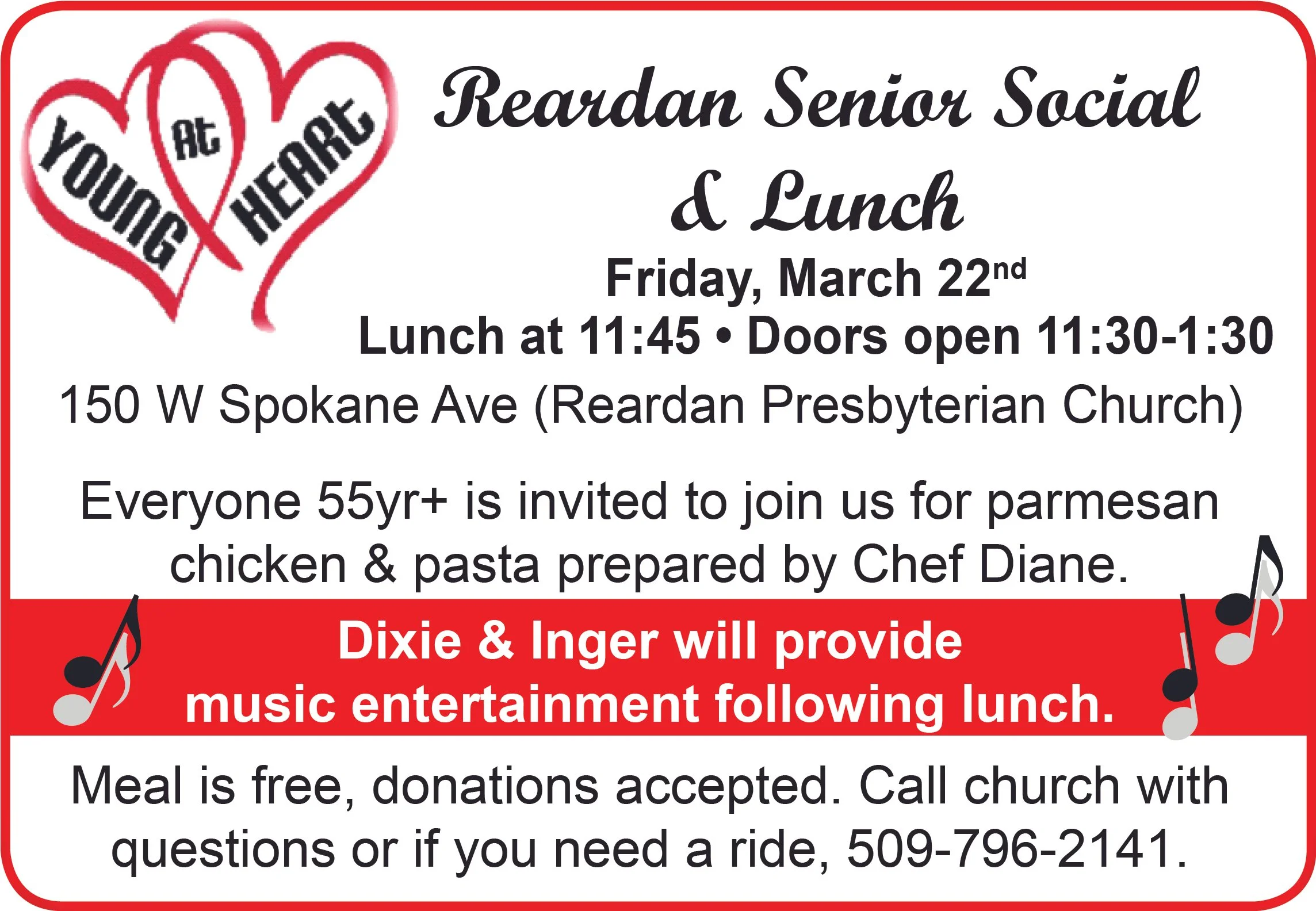 Reardan Senior Lunch &amp; Social - March