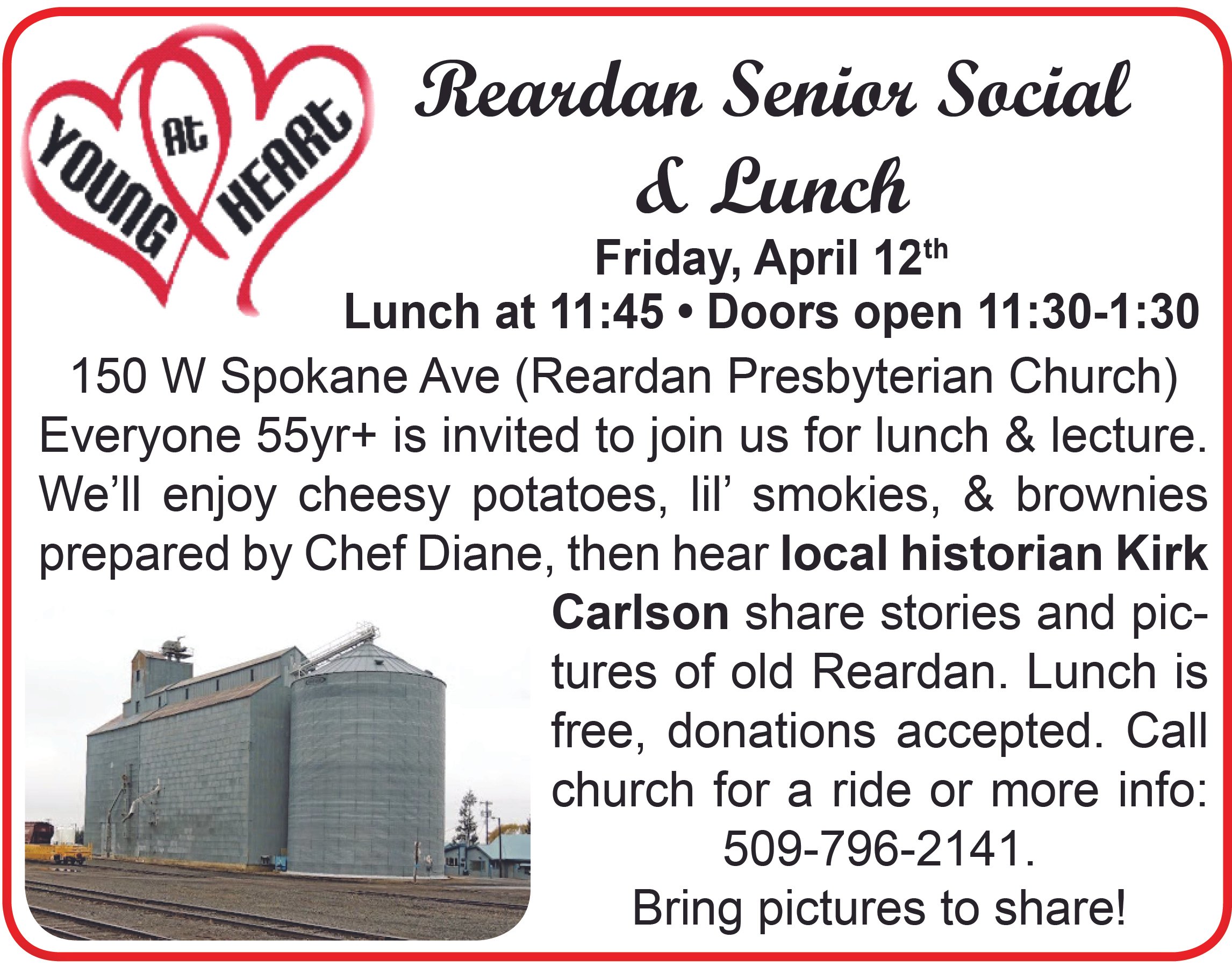 Young At Heart Senior Lunch April 12, 2024