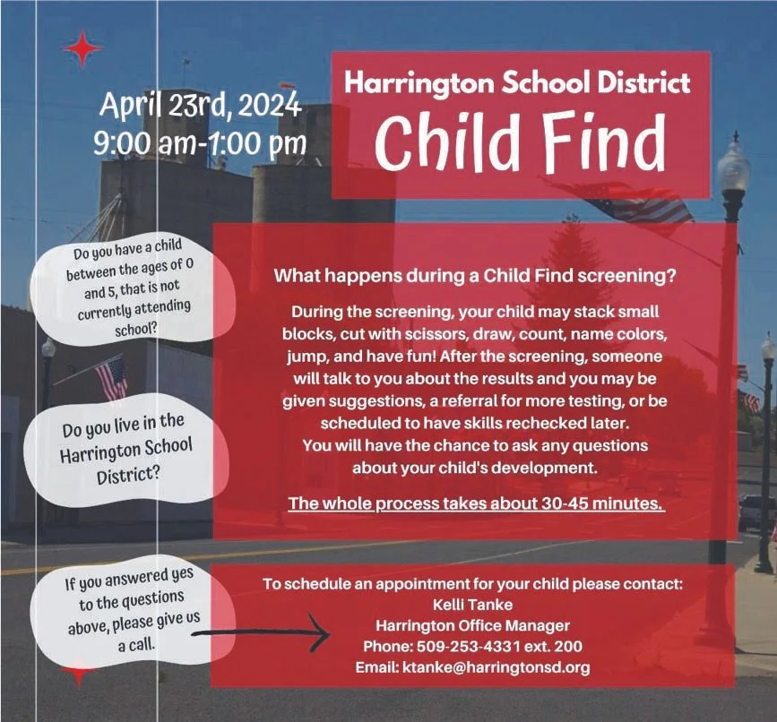 Harrington School District Child Find 2024