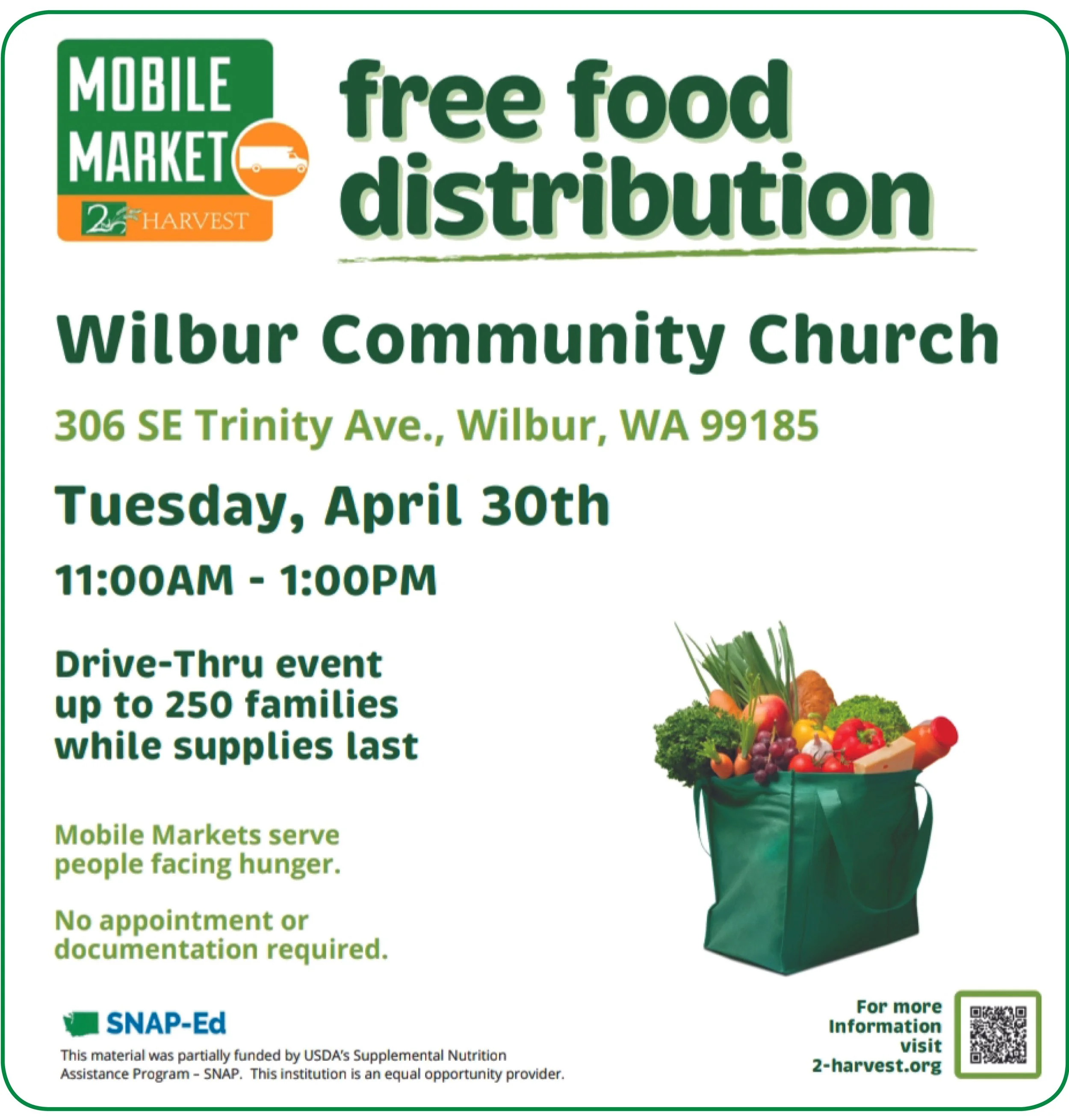 Free Food Distribution in Wilbur, WA