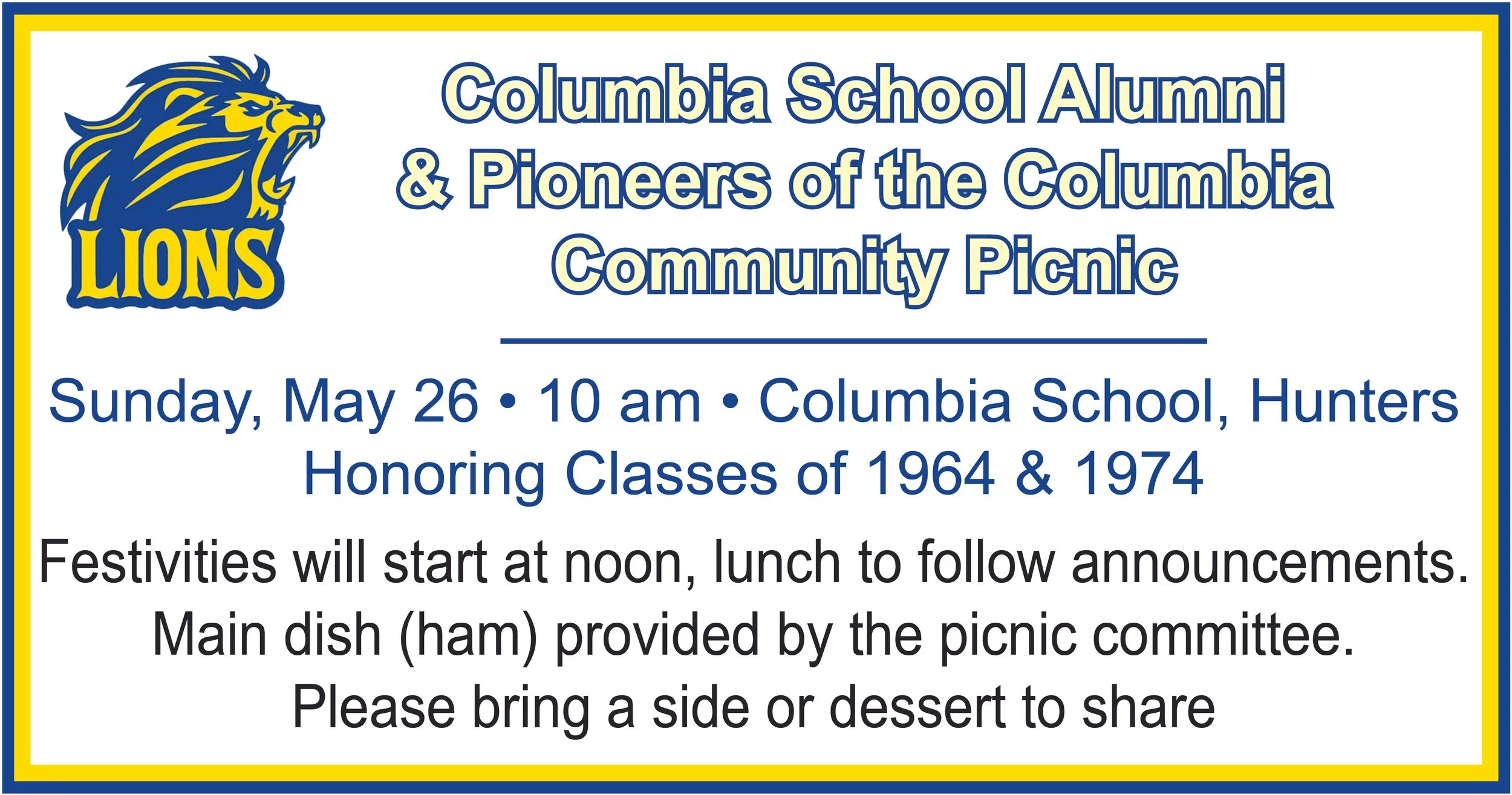 Columbia School Alumni &amp; Pioneers of the Columbia Community Picnic