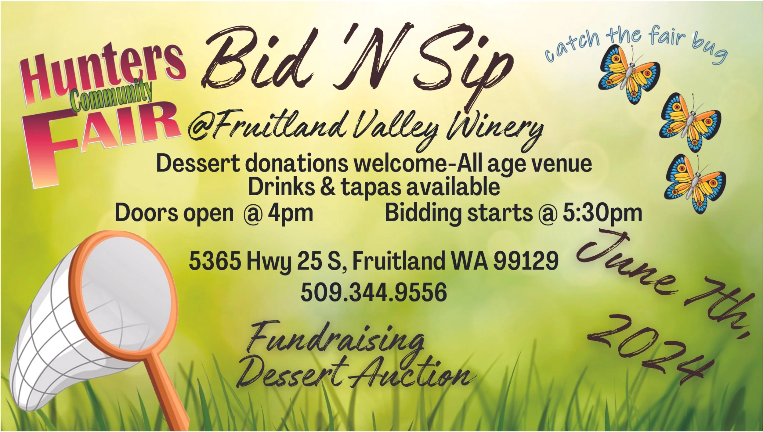 Hunters Community Fair Bid ‘N Sip at Fruitland Valley Winery