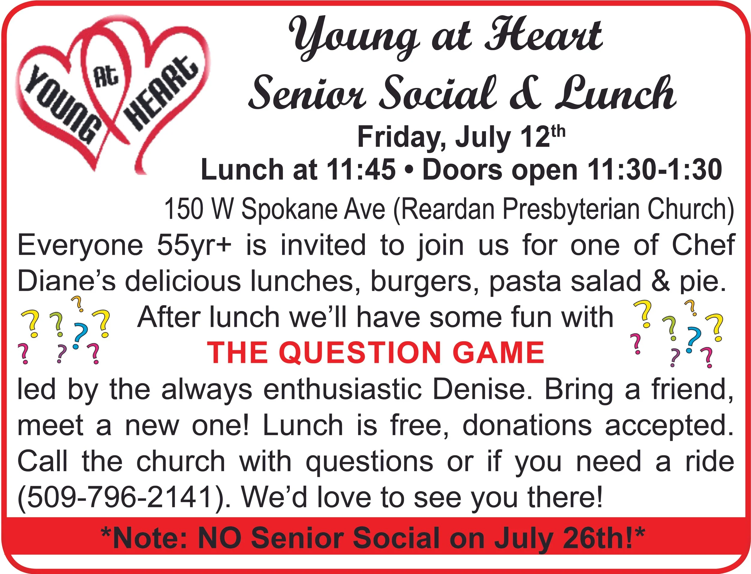 Young At Heart Senior Social and Lunch