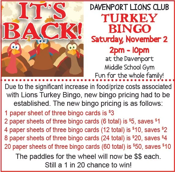 Davenport Lions Club Turkey Bingo