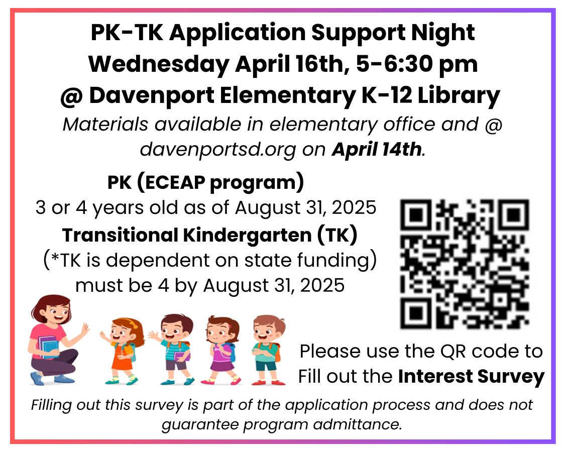 PK-TK Application Support Night - Davenport Elementary