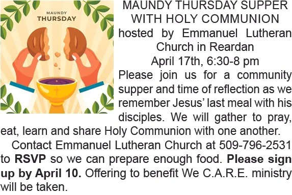 Reardan Emmanuel Lutheran Maundy Thursday Supper