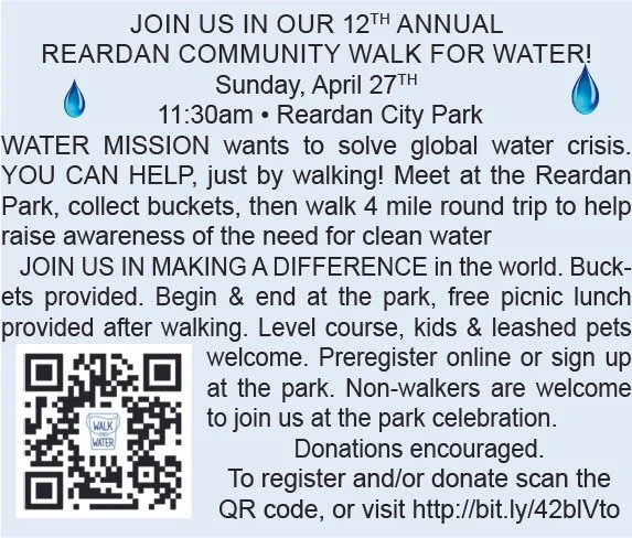 12th Annual   Reardan Community Walk for Water!