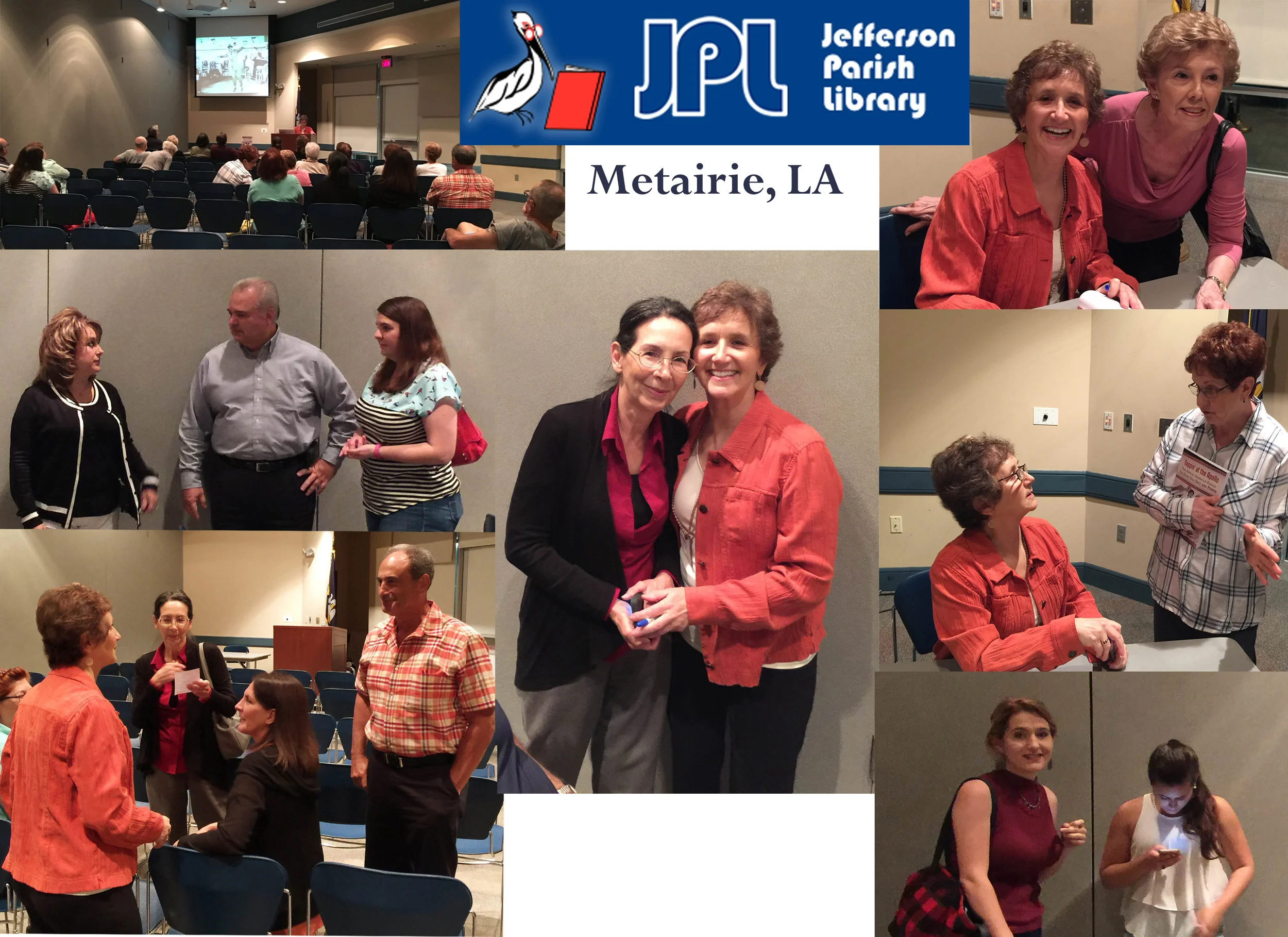 Book Signing at Jefferson Parish Library with Marty Willis, Marty and Carlo, Tommy and Lauren Willis, Sandra Brehm, Donna O'Neill, Maci Bates, Lori and Angelee Lemoine. October 2016