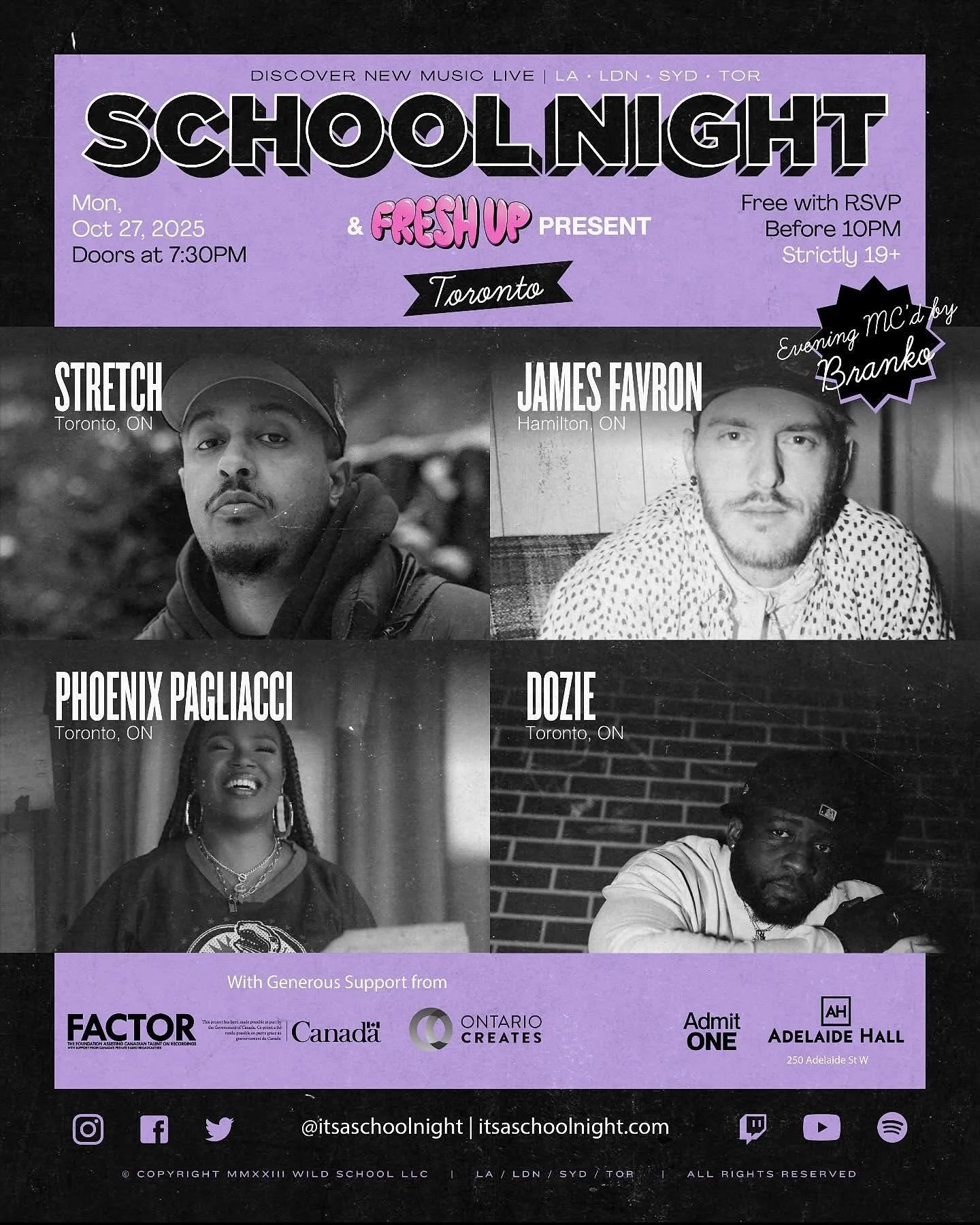 Fresh off the plane and into the fire that is this lineup! I’ll be performing at my first @schoolnighttoronto, performing my new EP “R&B Diaries” for the first time! Make sure to RSVP for your free ticket!! Link in bio ๐ 
See