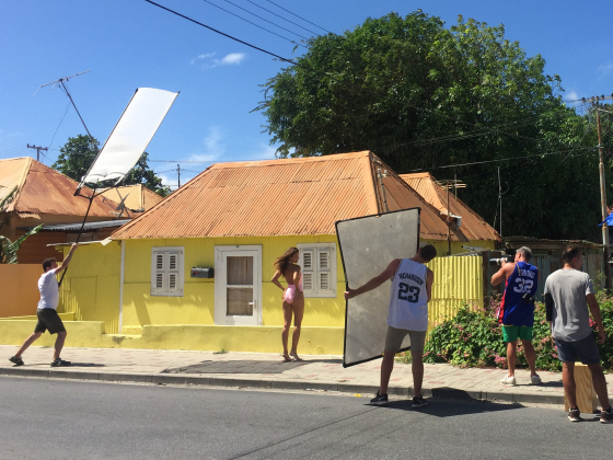 Barbara Palvin being photographed in Curacao Janine Berey