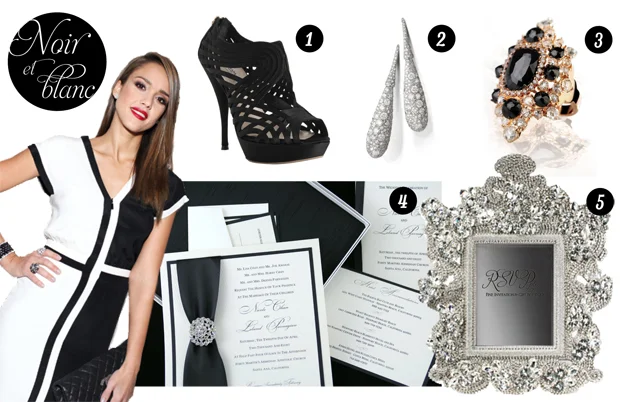 1.) Prada heels 2.) Verdi earrings from Gianni Fine Jewelers 3.) Verdi ring from Gianni Fine Jewelers 4.) Custom wedding invitations RSVP Please 5.) Cloutier from RSVP Please