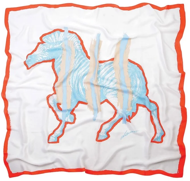 Bay and Fyfe by Daimon Downey Zebra silk scarf in white