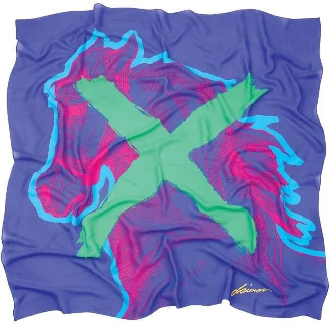 Bay and Fyfe by Daimon Downey Horse silk scarf in blue