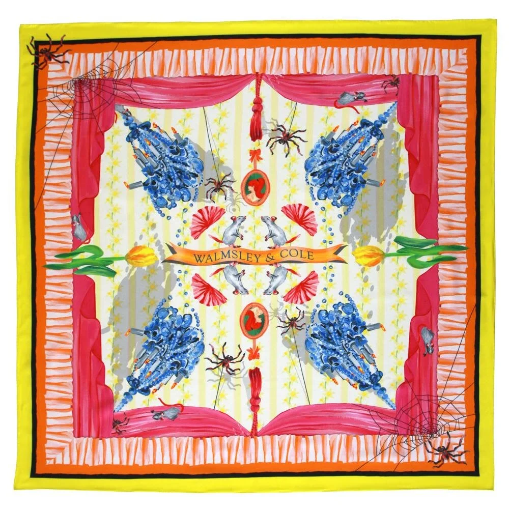 Walmsley and Cole Chintzy silk scarf in yellow and pink. Free international shipping from Skarfe Australia.