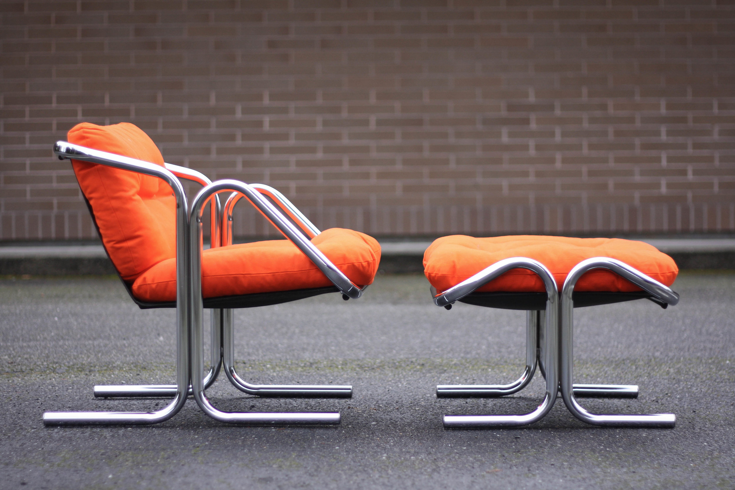 Jerry Johnson Chrome Sling Chair And Ottoman Sold Mid And Mod