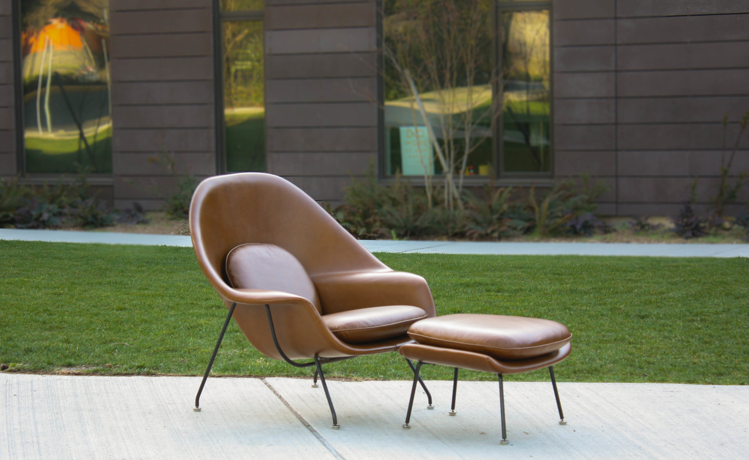 Vintage Womb Chair In Cognac Leather, Leather Womb Chair