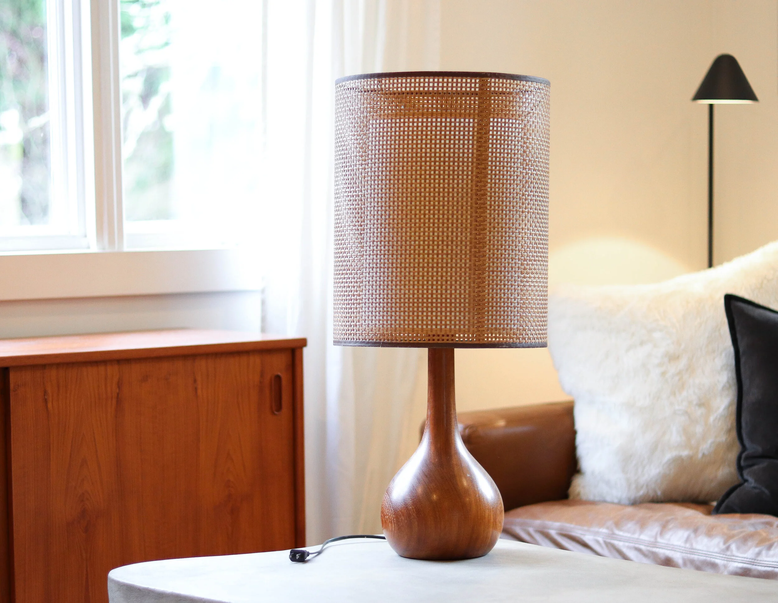 mid century wood lamp