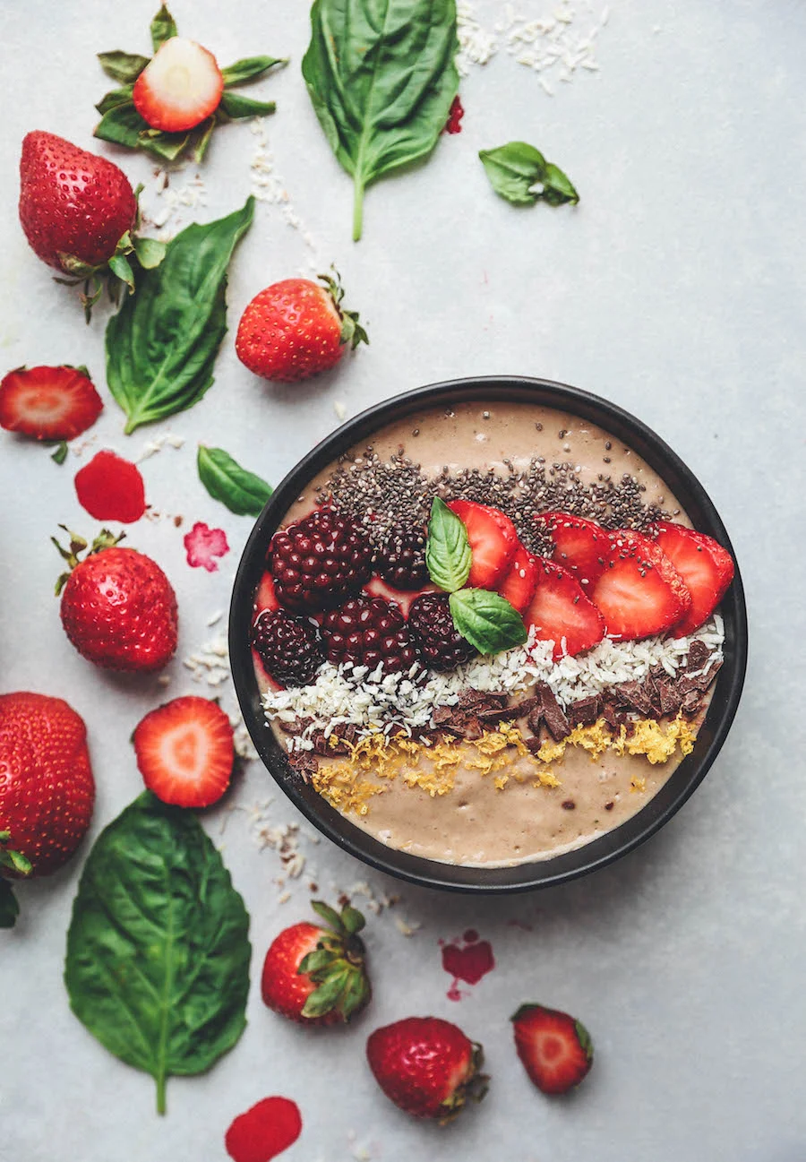 Strawberry Basil Smoothie Bowl — Feast & Fable