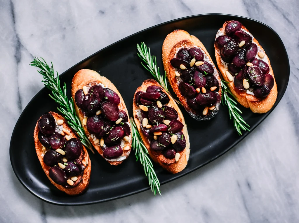 Balsamic Roasted Grape Crostini with Rosemary — Feast & Fable