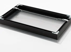 Inset Metal Frame The black metal frame is set in from the print's edge finished with a wire hanger. Available for large Metal Print sizes in 1-5/16" depth.