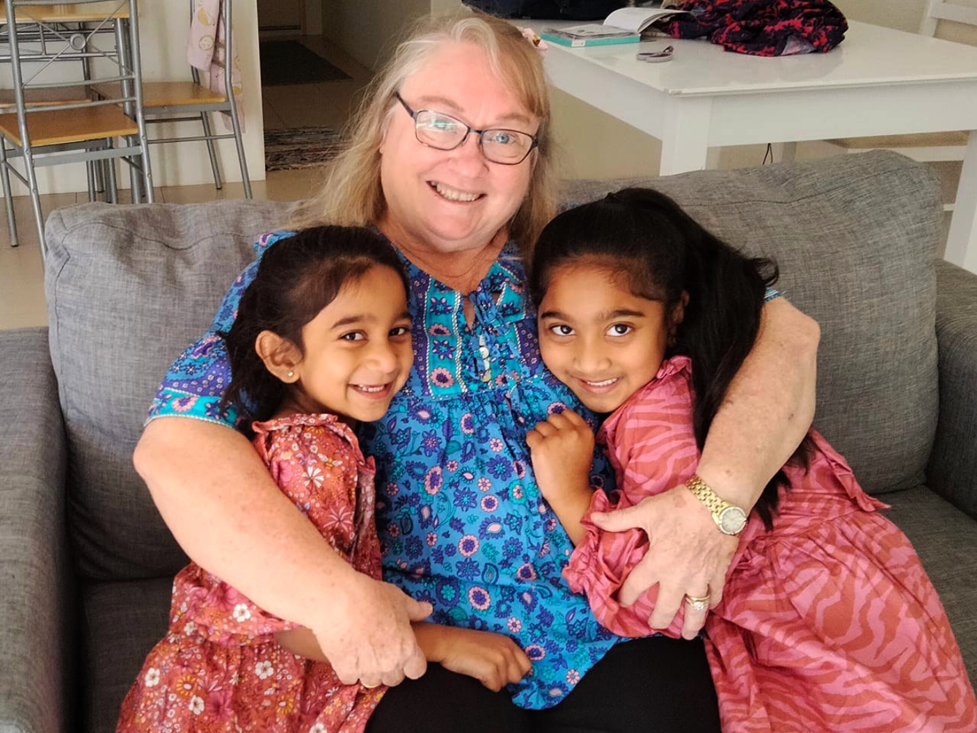    “I’ve lived in a lot of rural towns in Queensland, but Biloela is Biloela — and you don’t muck with Biloela people. And Nades and Priya, they’re Biloela people.”     —  Margot Plant Image: Grandma Margot visiting the family in Perth 
