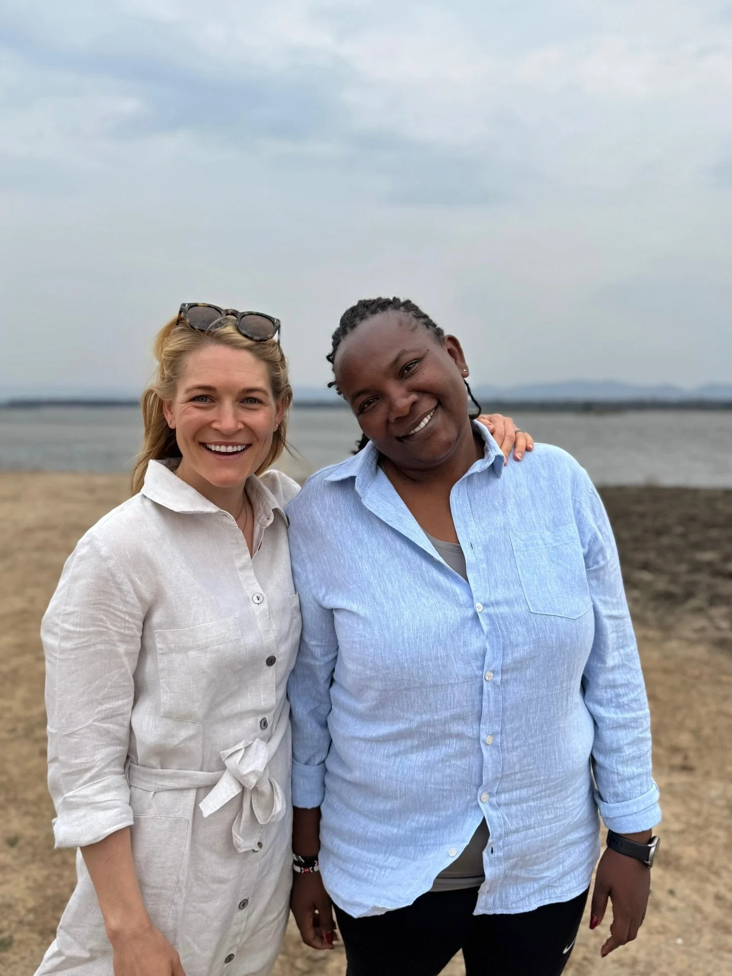 Enjoying some time with the fantastic Great Plains Conservation Team, at Tembo Plains Camp in Zimbabwe.
d&amp;b Clothing: Torres Dress in Natural, Mens Stanley Linen-Cotton Shirt in Sky.
Model: @kellybraby @aggiechege 
Zimbabwe: @greatplainsconservat