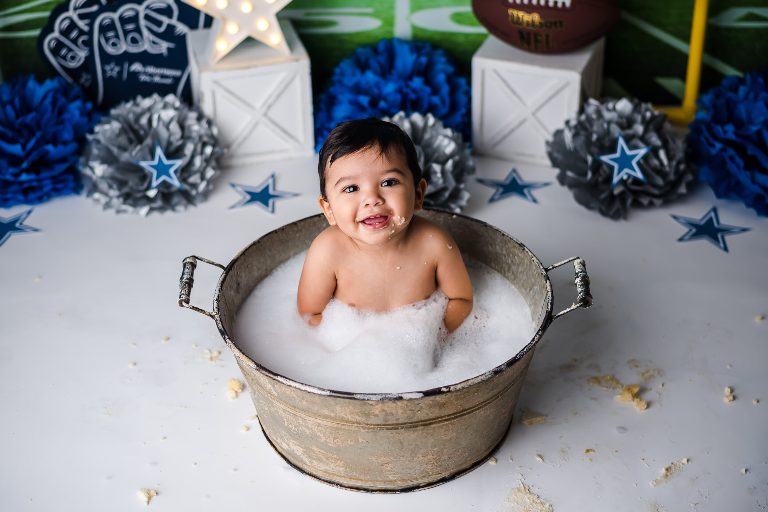 Baby bubble bath portrait