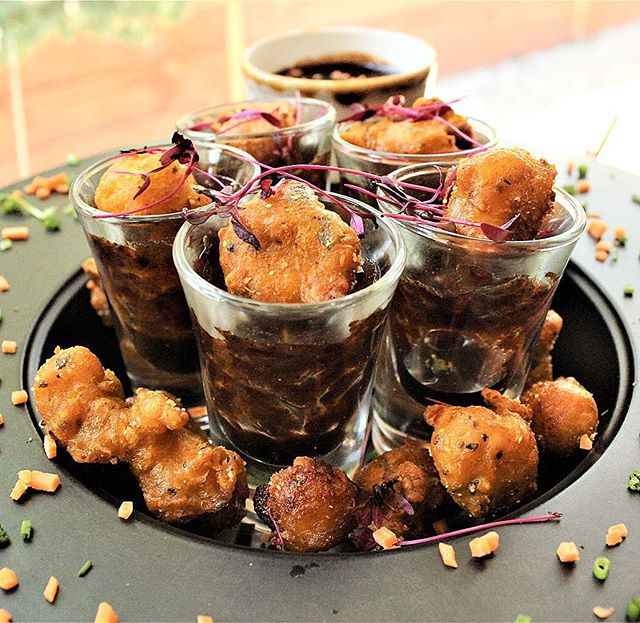 Chashme baddoor gobhi de phool - cauliflower florets coated in a spiced batter with a sting of pakora spices. It was another beautifully presented dish with great flavours at the outstanding Urban Tadka in Terrey Hills Sydney #cauliflower #batter #cr