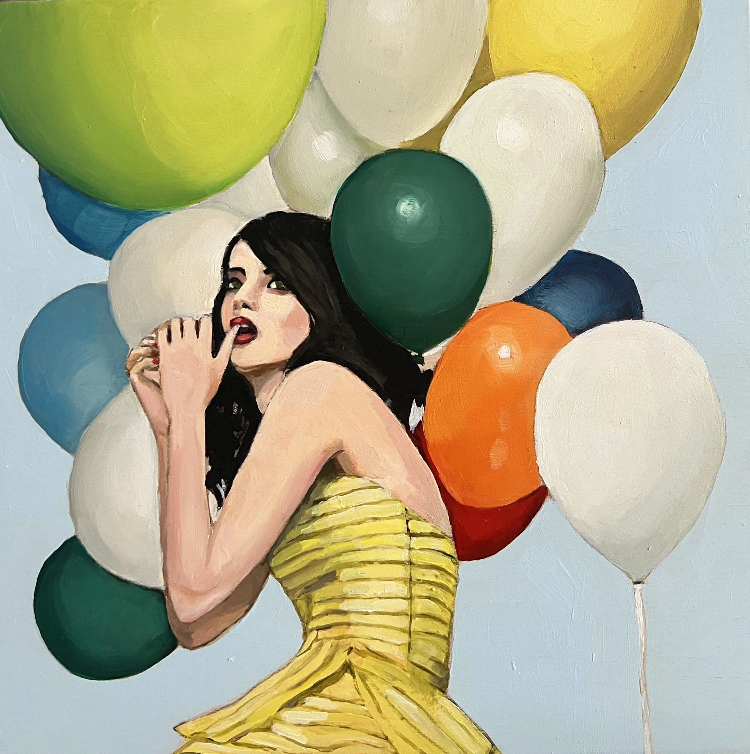 SURPRISE PARTY, acrylic/oil on wood panel, 12 x 12