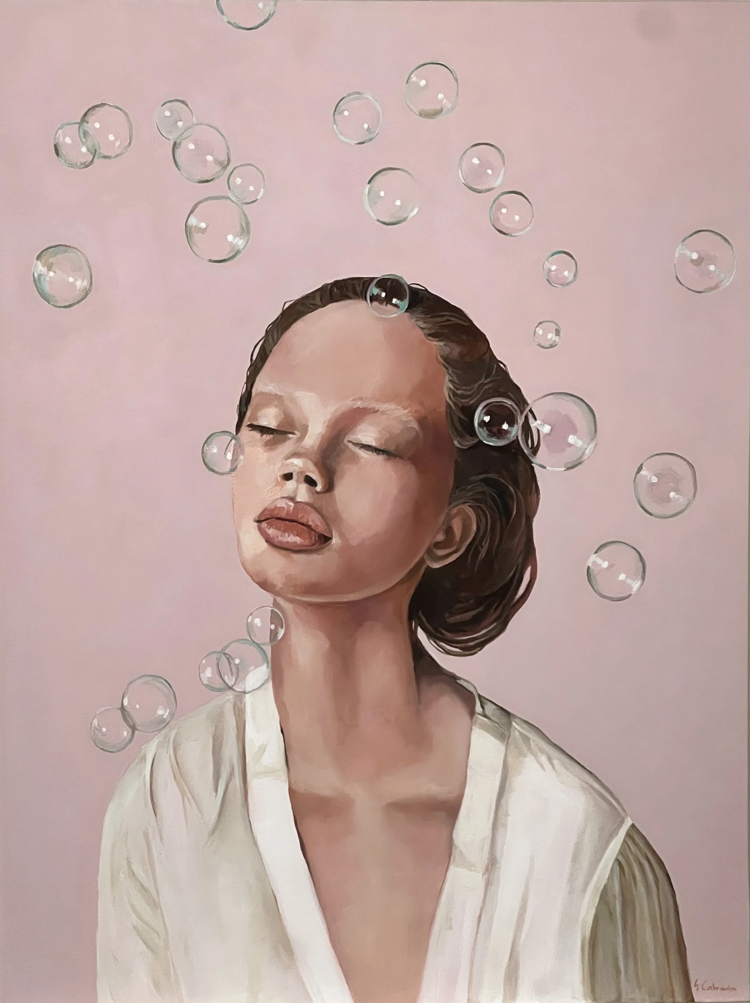 TINY BUBBLES, acrylic/oil on canvas, 30 x 40 in.