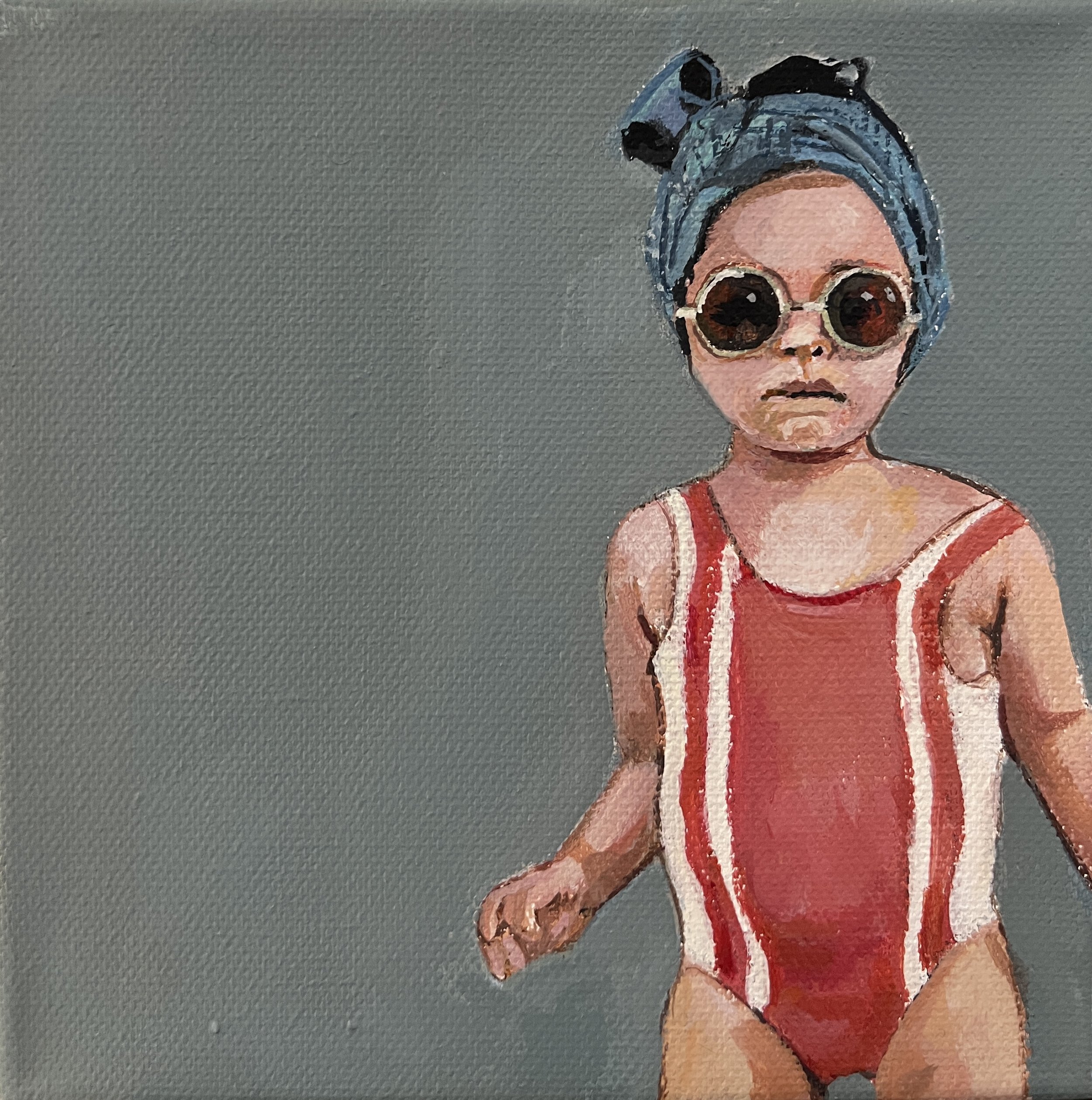  SWIM BABY, acrylic/oil on canvas, 6 × 6 in. SOLD 