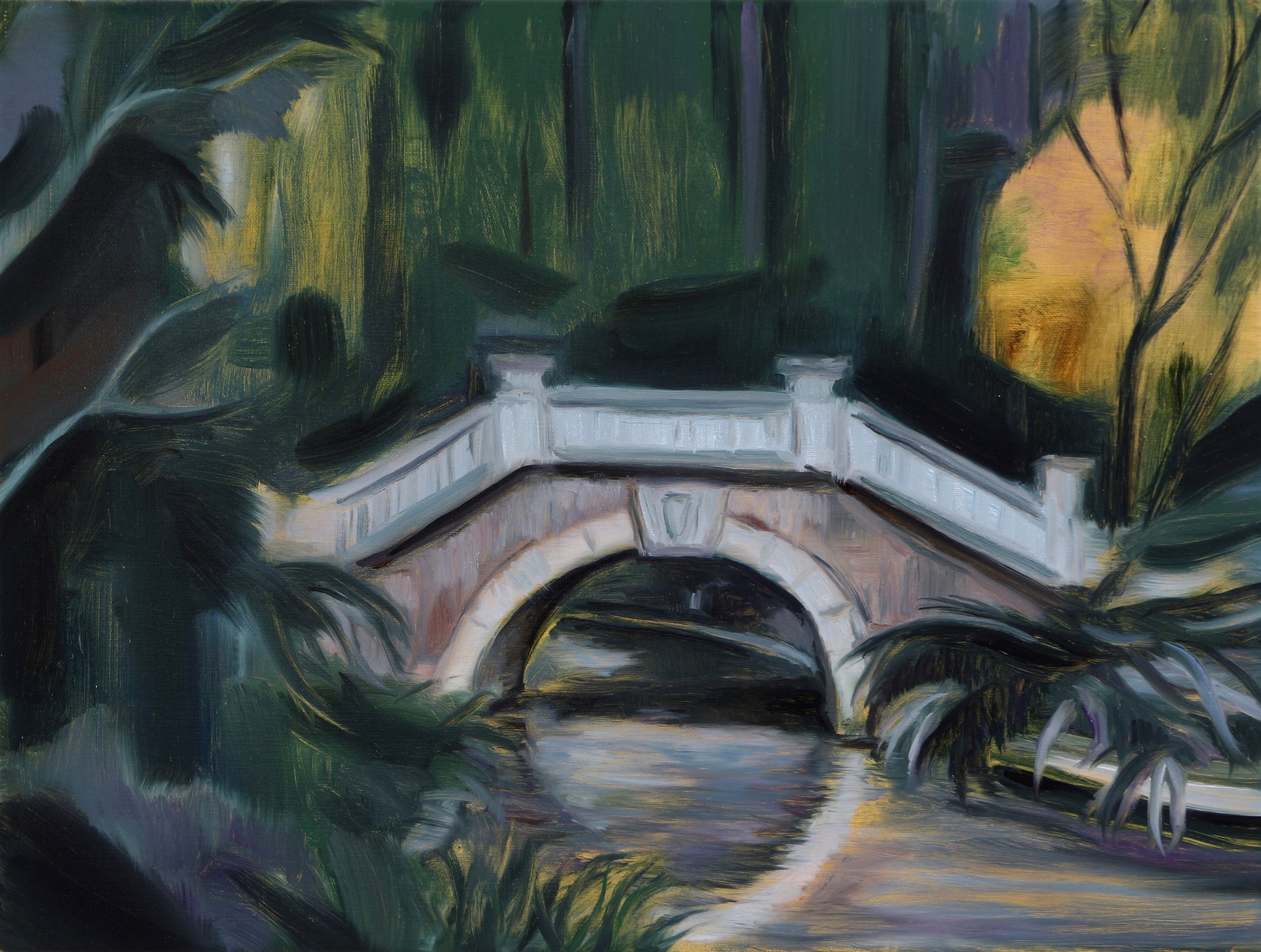 Parc Monceau (The Bridge), Oil on linen, 30x40cm, 2017