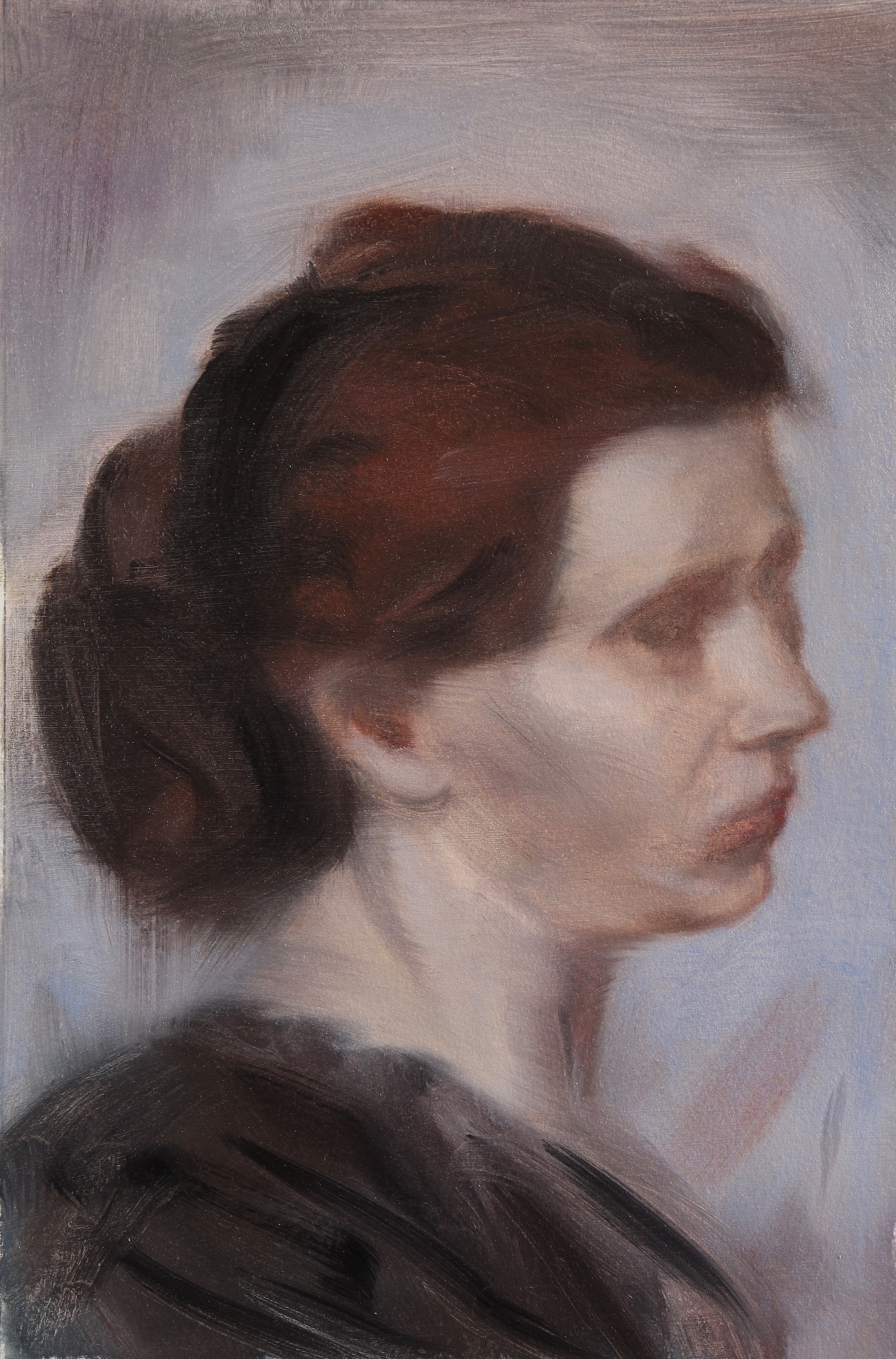Head of a Woman (after Degas), Oil on paper, 29x19cm, 2017