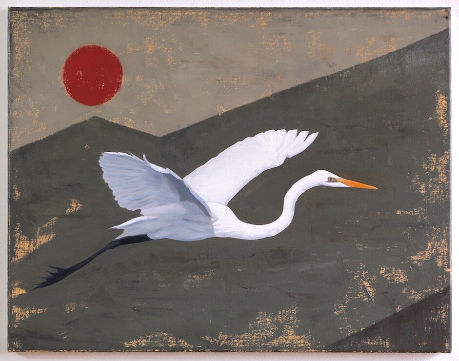 The Flying Egret, oil on canvas, 35 x 45cm, 2019