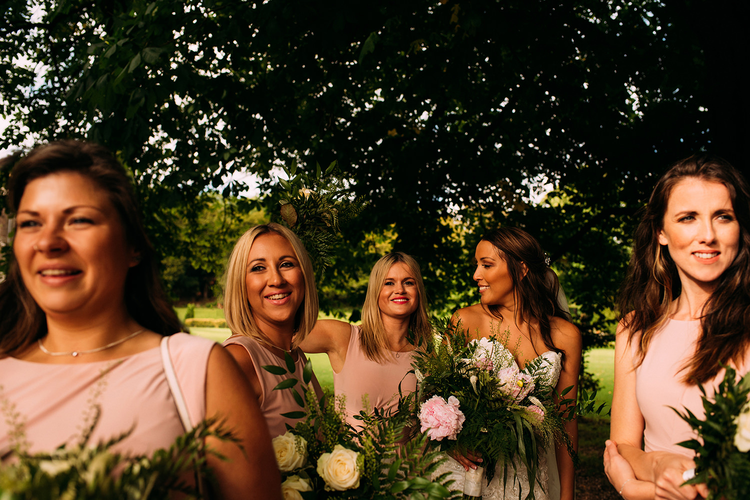colour photo of bride and maids