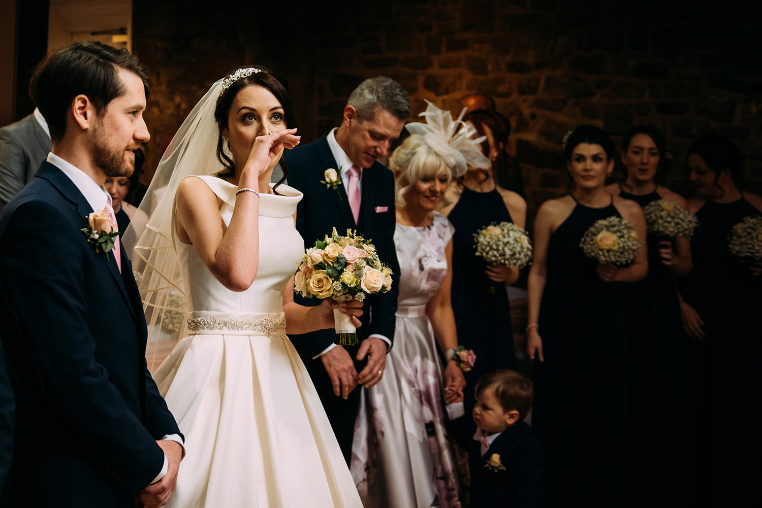 emotional bride in ceremony