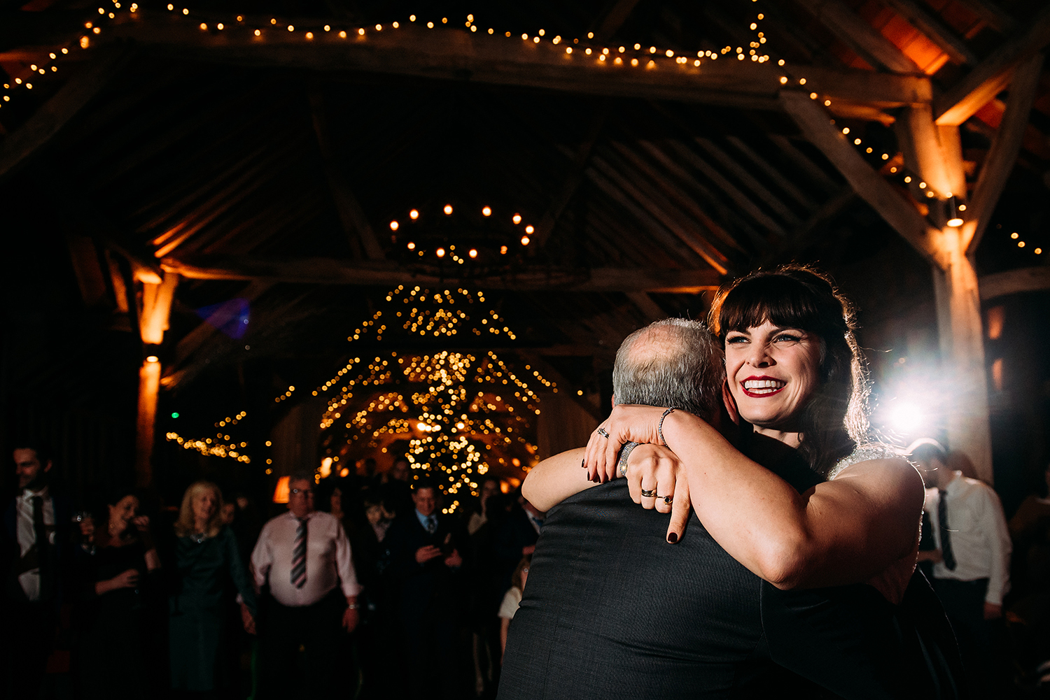 bride hugging father