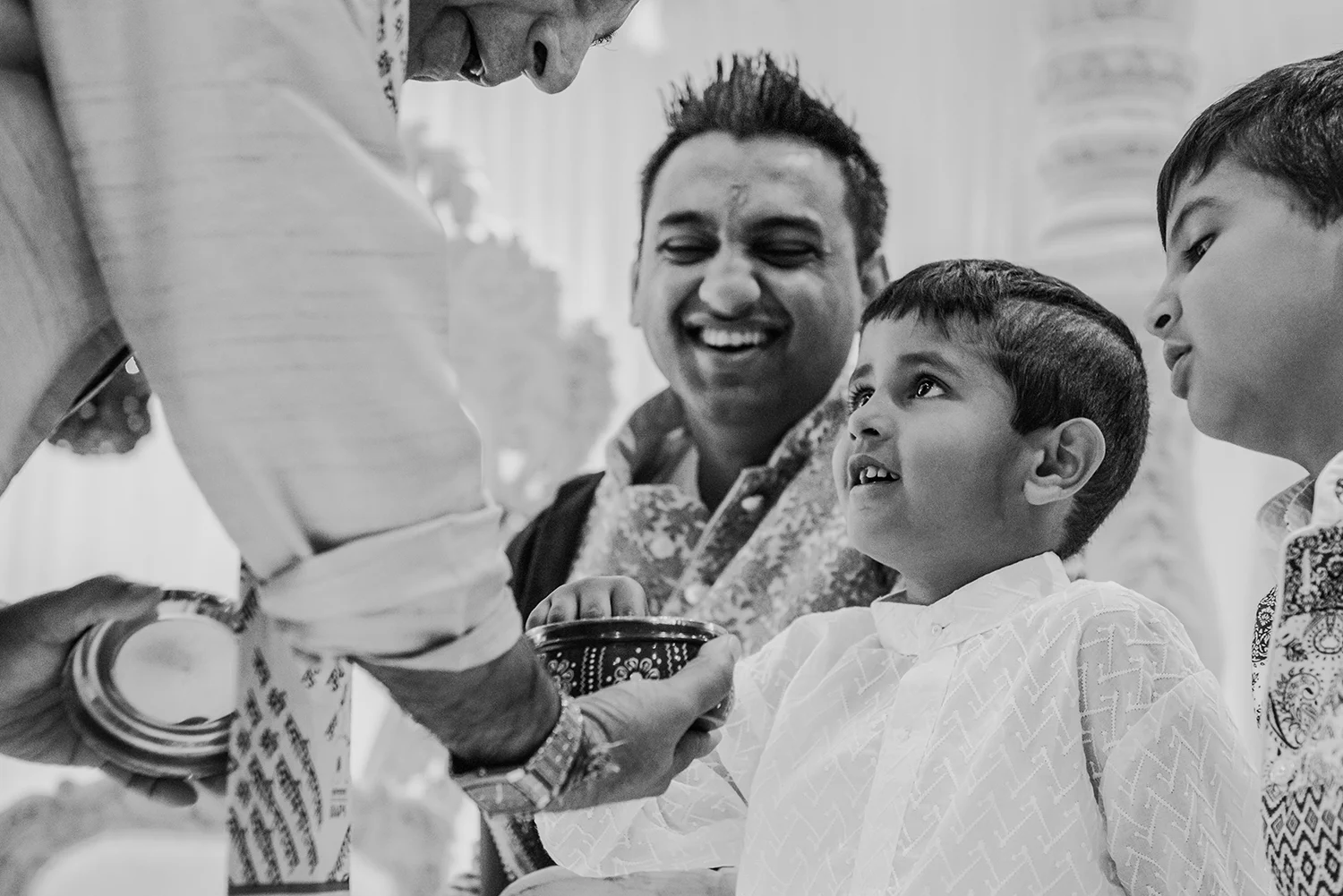 bw photo of Indian boy before wedding