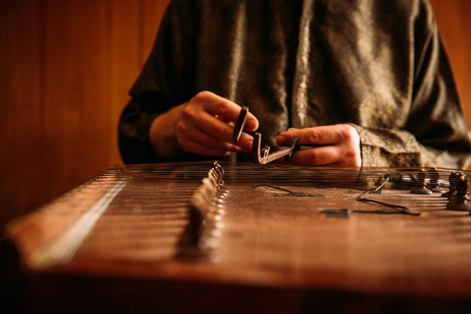 Indian musical instrument being played