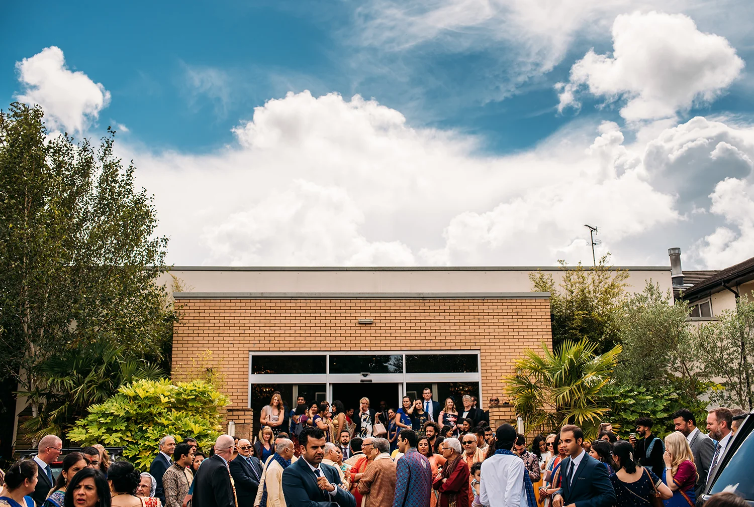 wide shot of the wedding party