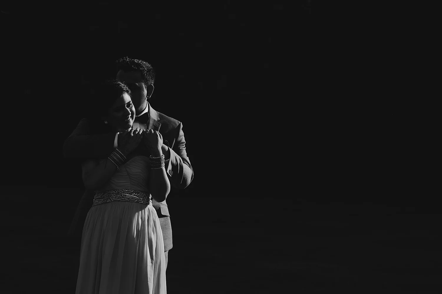 bw photo of bride and groom in nice light