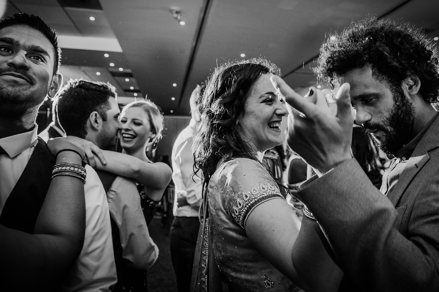  Bw photo of guests dancing 